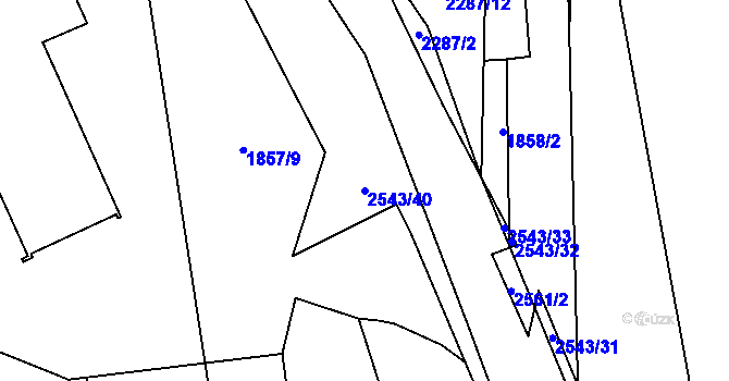 Parcela st. 2543/40 v KÚ Leskovec nad Moravicí, Katastrální mapa