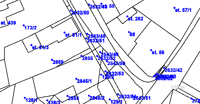 Parcela st. 2543/49 v KÚ Leskovec nad Moravicí, Katastrální mapa