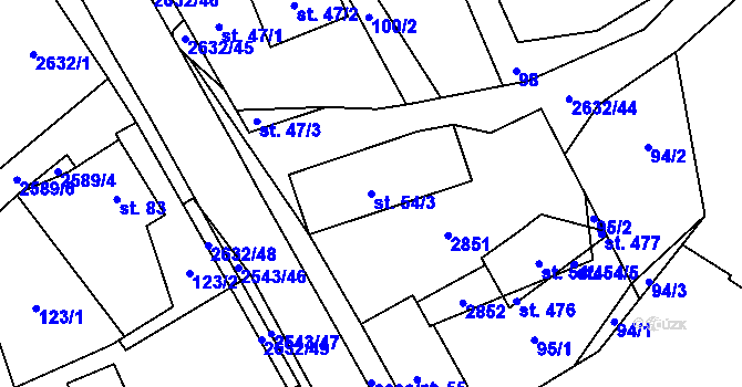 Parcela st. 54/3 v KÚ Leskovec nad Moravicí, Katastrální mapa