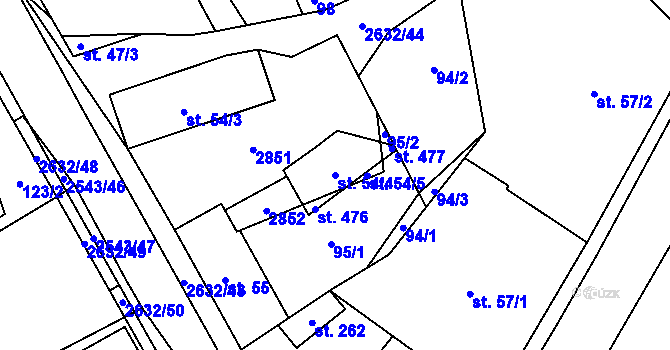 Parcela st. 54/4 v KÚ Leskovec nad Moravicí, Katastrální mapa