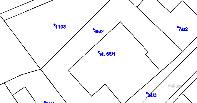 Parcela st. 65/1 v KÚ Leskovice, Katastrální mapa