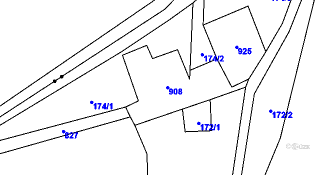 Parcela st. 908 v KÚ Jedlina, Katastrální mapa