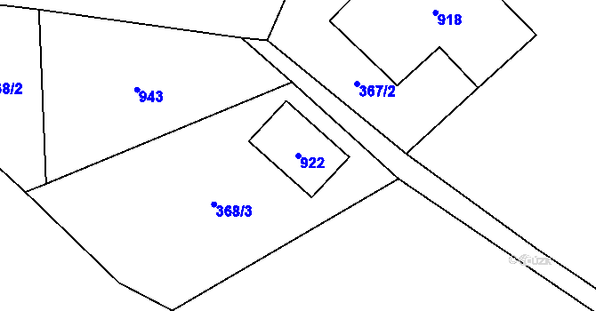 Parcela st. 922 v KÚ Jedlina, Katastrální mapa