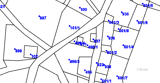Parcela st. 51 v KÚ Jedlina, Katastrální mapa