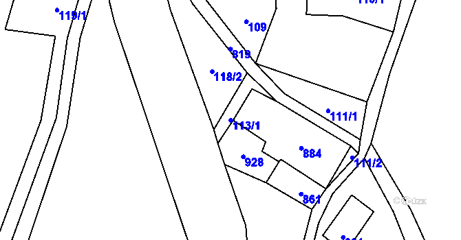 Parcela st. 113/1 v KÚ Jedlina, Katastrální mapa