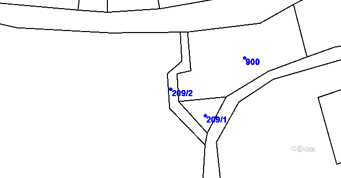Parcela st. 209/2 v KÚ Jedlina, Katastrální mapa