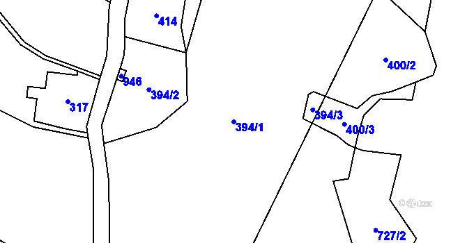 Parcela st. 394/1 v KÚ Jedlina, Katastrální mapa