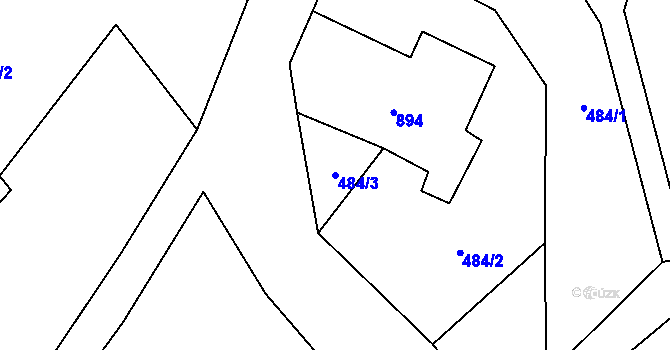 Parcela st. 484/3 v KÚ Jedlina, Katastrální mapa