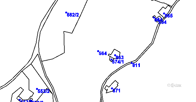 Parcela st. 564 v KÚ Jedlina, Katastrální mapa