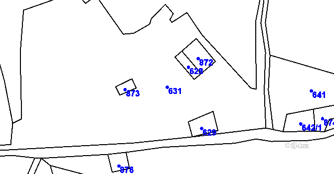 Parcela st. 631 v KÚ Jedlina, Katastrální mapa