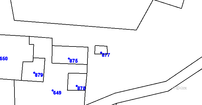 Parcela st. 877 v KÚ Jedlina, Katastrální mapa