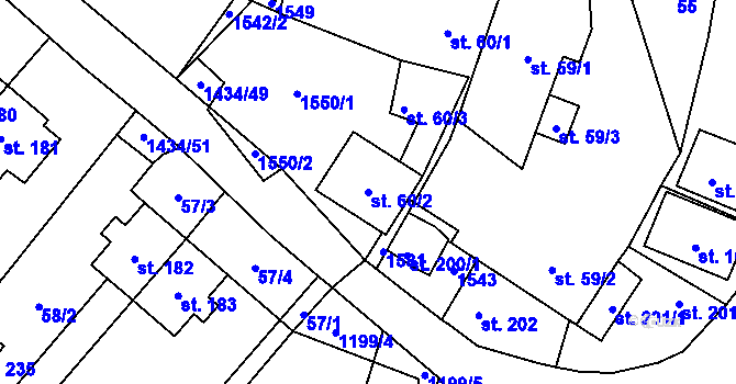 Parcela st. 60/2 v KÚ Lesná u Tachova, Katastrální mapa