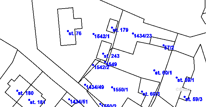 Parcela st. 243 v KÚ Lesná u Tachova, Katastrální mapa