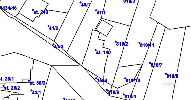 Parcela st. 140 v KÚ Lesná u Tachova, Katastrální mapa