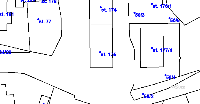 Parcela st. 175 v KÚ Lesná u Tachova, Katastrální mapa