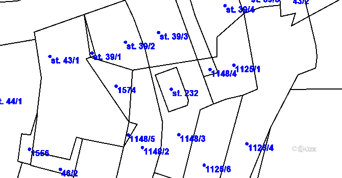 Parcela st. 232 v KÚ Lesná u Tachova, Katastrální mapa