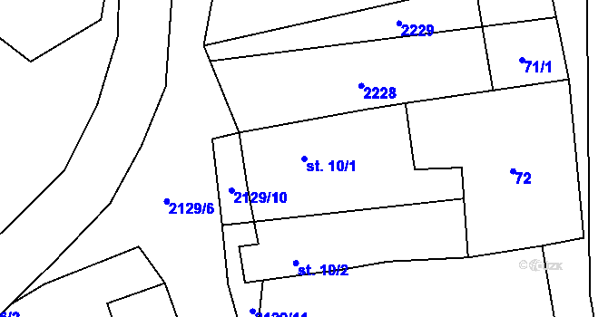 Parcela st. 10/1 v KÚ Písařova Vesce, Katastrální mapa