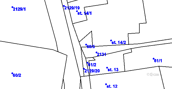 Parcela st. 60/5 v KÚ Písařova Vesce, Katastrální mapa