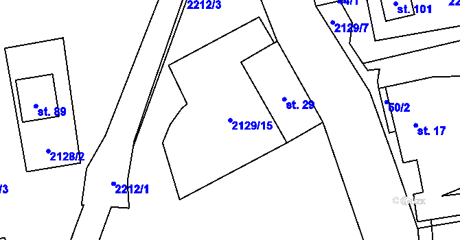 Parcela st. 2129/15 v KÚ Písařova Vesce, Katastrální mapa