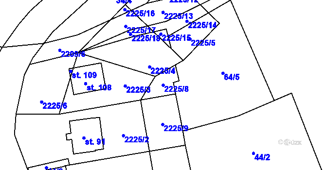 Parcela st. 2225/8 v KÚ Písařova Vesce, Katastrální mapa