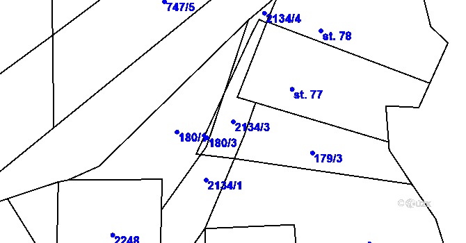 Parcela st. 2134/3 v KÚ Písařova Vesce, Katastrální mapa