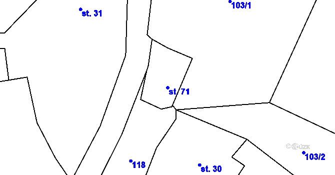 Parcela st. 71 v KÚ Stará Knížecí Huť, Katastrální mapa