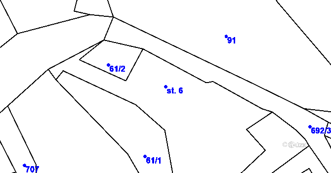 Parcela st. 6 v KÚ Hoštice nad Labem, Katastrální mapa