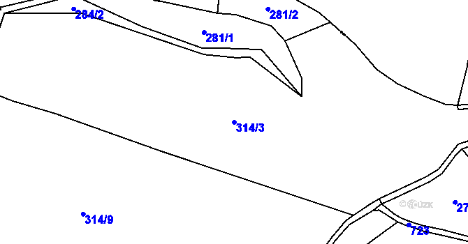 Parcela st. 314/3 v KÚ Hoštice nad Labem, Katastrální mapa
