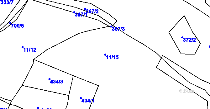 Parcela st. 11/15 v KÚ Hoštice nad Labem, Katastrální mapa