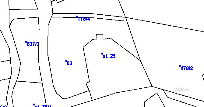 Parcela st. 25 v KÚ Lesná u Děčína, Katastrální mapa