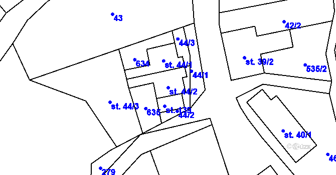 Parcela st. 44/2 v KÚ Lesná u Děčína, Katastrální mapa