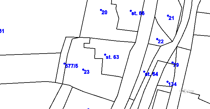Parcela st. 63 v KÚ Lesná u Děčína, Katastrální mapa