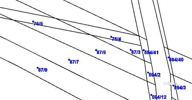 Parcela st. 87/5 v KÚ Lesná u Želetavy, Katastrální mapa
