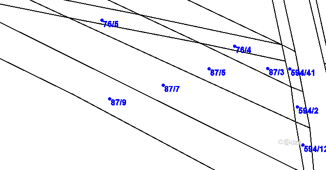 Parcela st. 87/7 v KÚ Lesná u Želetavy, Katastrální mapa