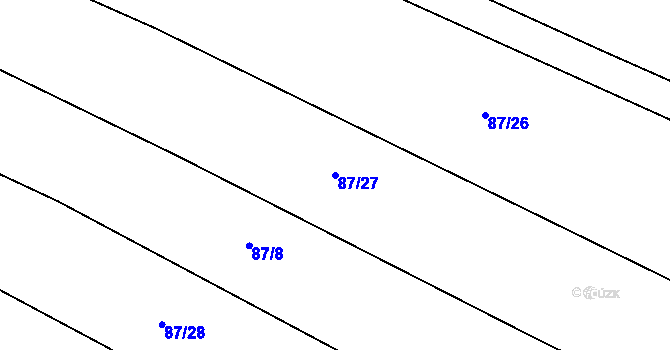 Parcela st. 87/27 v KÚ Lesná u Želetavy, Katastrální mapa