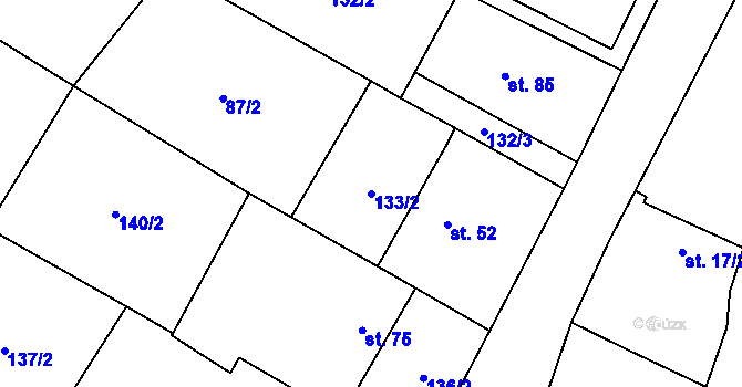 Parcela st. 133/2 v KÚ Lesná u Želetavy, Katastrální mapa
