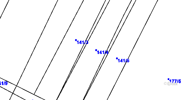 Parcela st. 141/4 v KÚ Lesná u Želetavy, Katastrální mapa