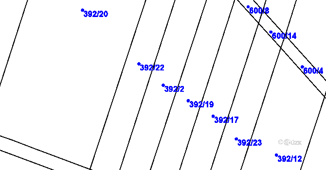 Parcela st. 392/2 v KÚ Lesná u Želetavy, Katastrální mapa