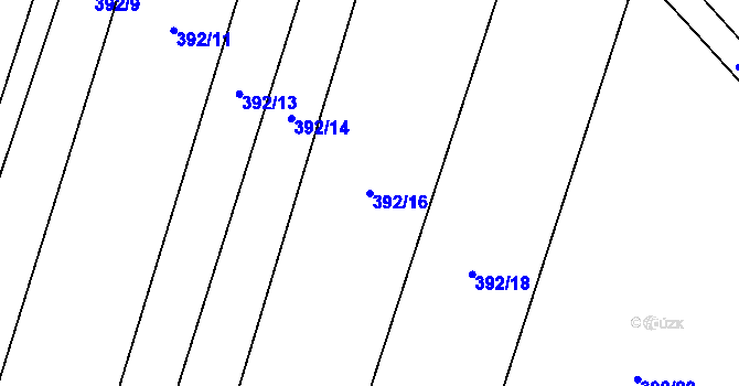 Parcela st. 392/16 v KÚ Lesná u Želetavy, Katastrální mapa