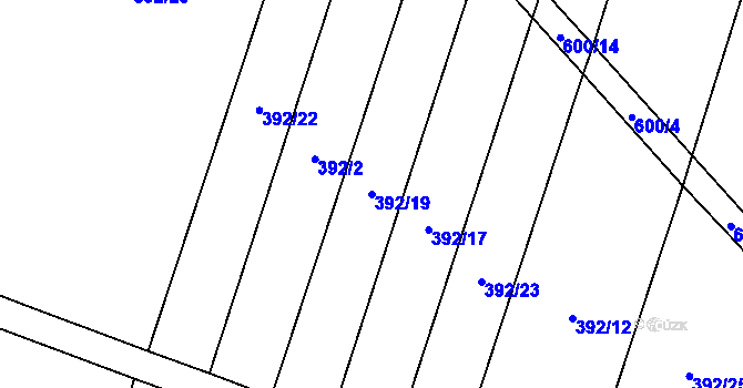 Parcela st. 392/19 v KÚ Lesná u Želetavy, Katastrální mapa