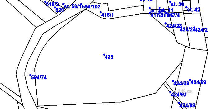 Parcela st. 425 v KÚ Lesná u Želetavy, Katastrální mapa
