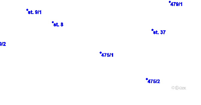 Parcela st. 475/1 v KÚ Lesná u Želetavy, Katastrální mapa