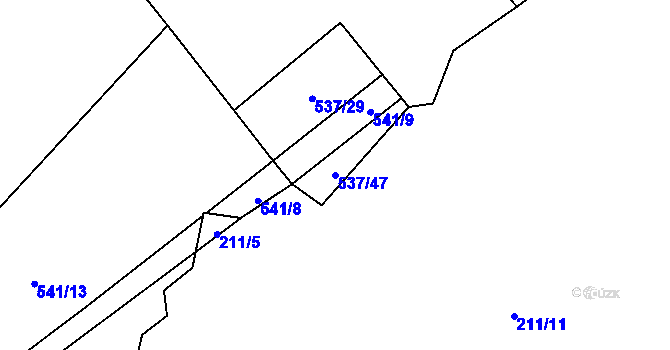 Parcela st. 537/47 v KÚ Lesná u Želetavy, Katastrální mapa