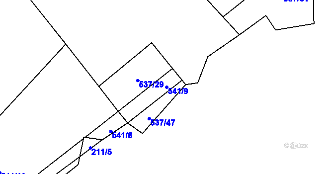 Parcela st. 541/9 v KÚ Lesná u Želetavy, Katastrální mapa