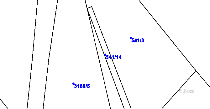 Parcela st. 541/14 v KÚ Lesná u Želetavy, Katastrální mapa