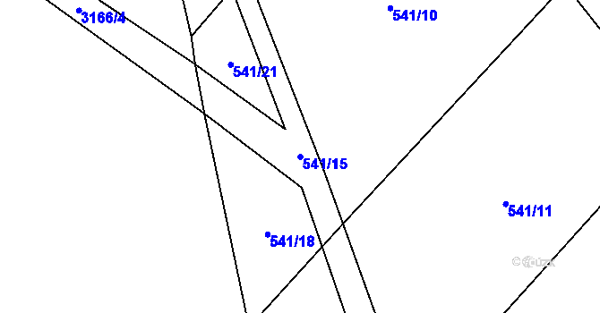 Parcela st. 541/15 v KÚ Lesná u Želetavy, Katastrální mapa