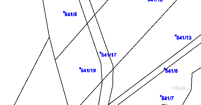 Parcela st. 541/17 v KÚ Lesná u Želetavy, Katastrální mapa