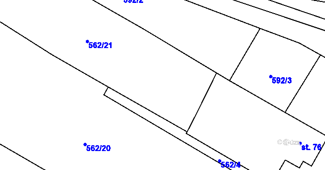 Parcela st. 562/2 v KÚ Lesná u Želetavy, Katastrální mapa