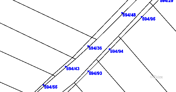 Parcela st. 594/36 v KÚ Lesná u Želetavy, Katastrální mapa