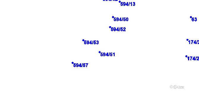 Parcela st. 594/51 v KÚ Lesná u Želetavy, Katastrální mapa